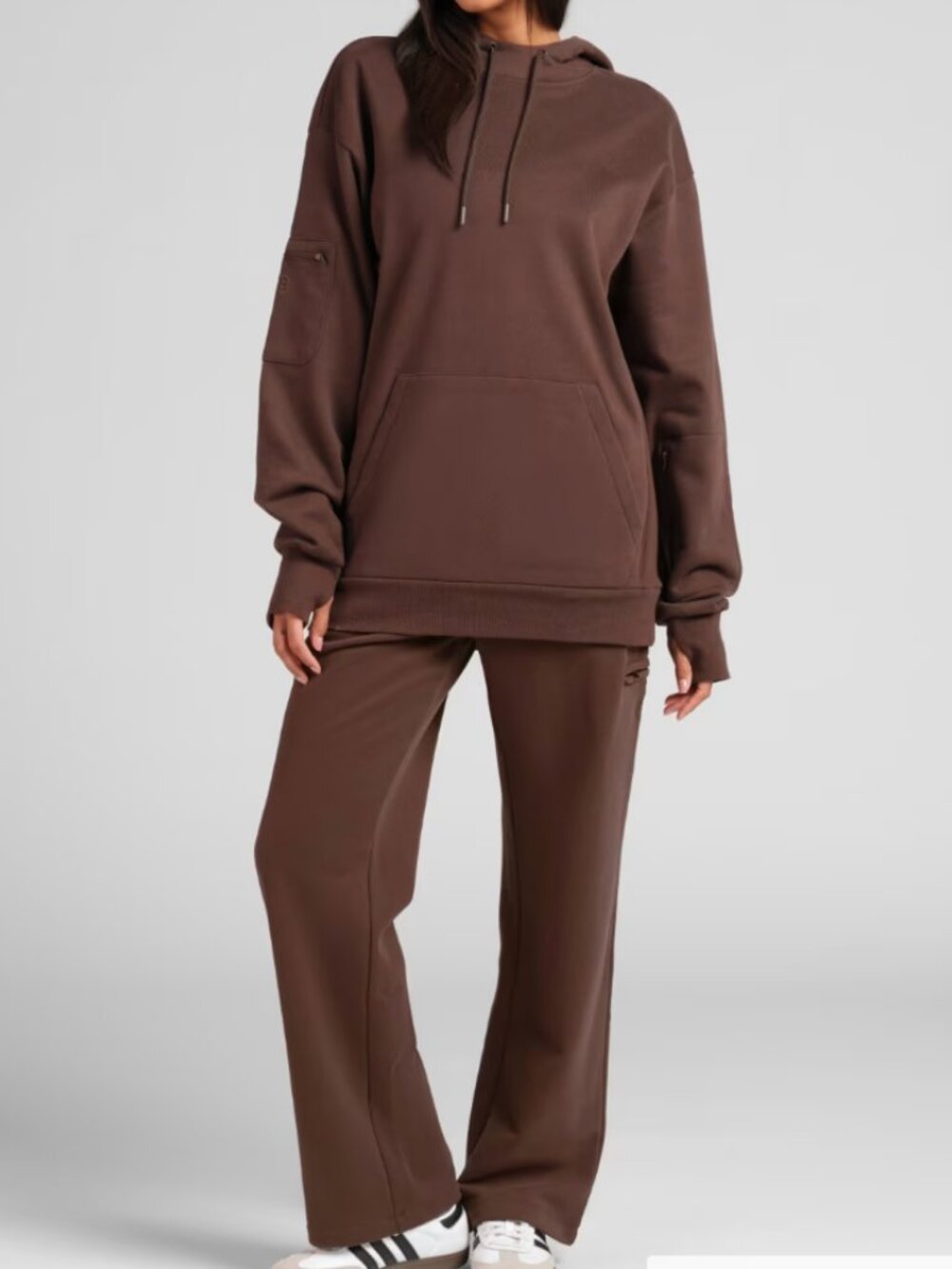 Halo Lightweight Airplane Mode Straight Leg Hoodie Sweatpant Set S NEW Brown